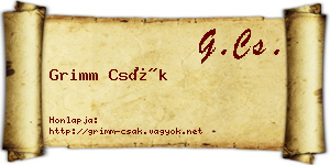 Grimm Csák névjegykártya